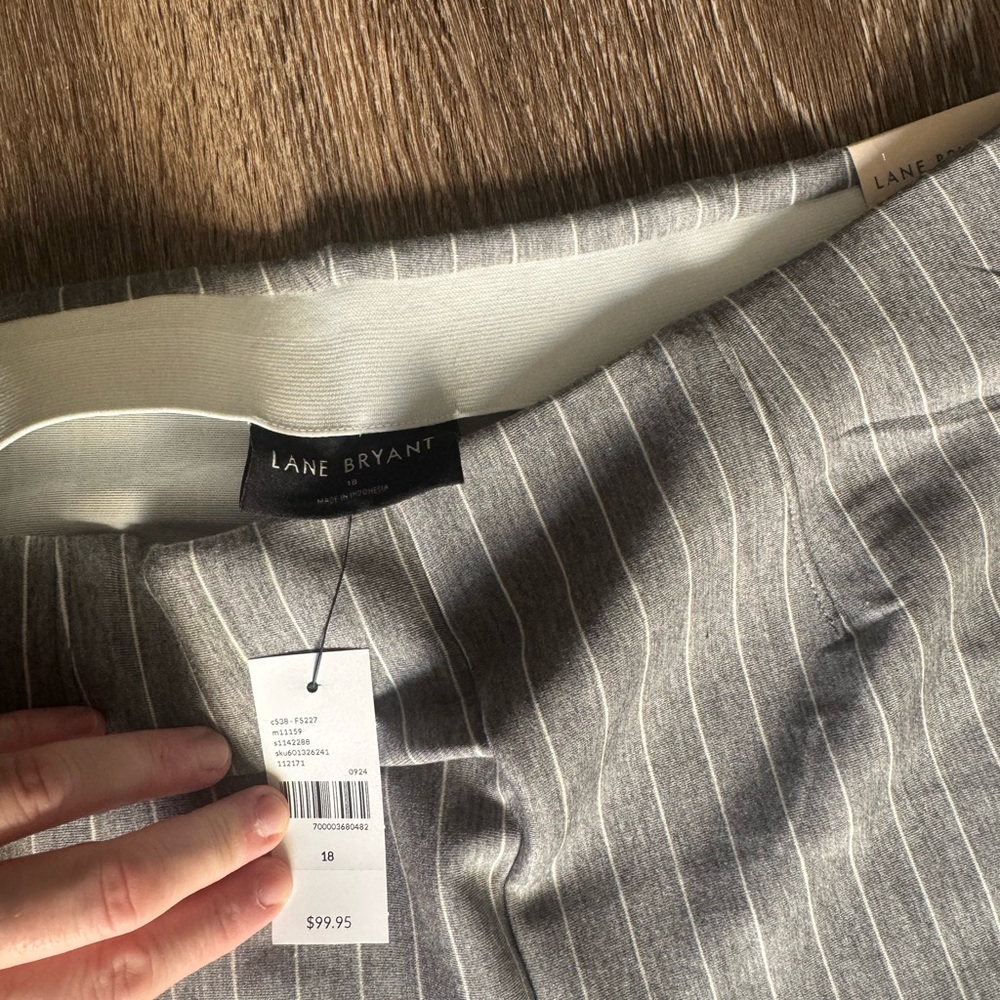 Lane Bryant Gray Striped Trousers - Picture 3 of 4